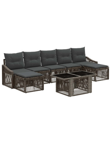 Set Divano da Giardino 8 pz Grigio e Grigio Scuro polyrattan