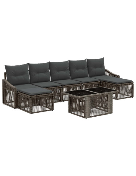 Set Divano da Giardino 8 pz Grigio e Grigio Scuro polyrattan
