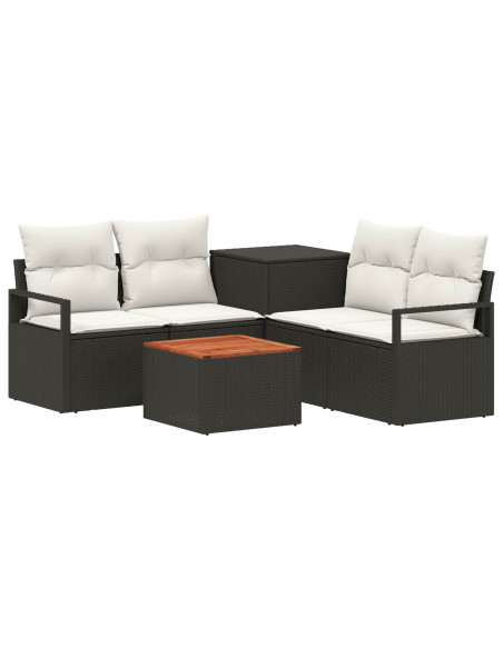 Set di divani 6 pz Nero e Bianco Crema
