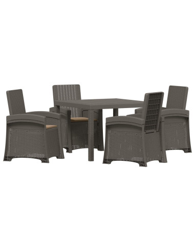 Set da Pranzo per Giardino 5 pz Grigio chiaro e Tortora PP