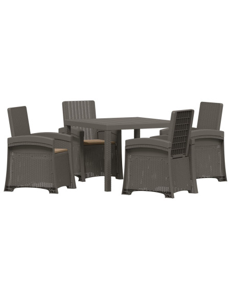 Set da Pranzo per Giardino 5 pz Grigio chiaro e Tortora PP