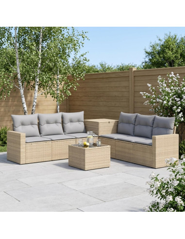 Set di divani 8 pz Beige e Grigio Chiaro