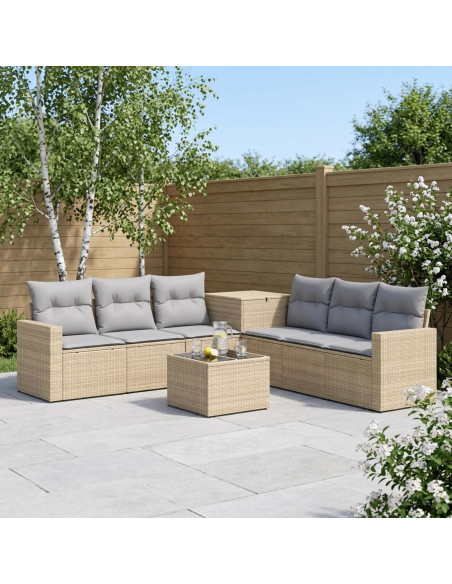 Set di divani 8 pz Beige e Grigio Chiaro