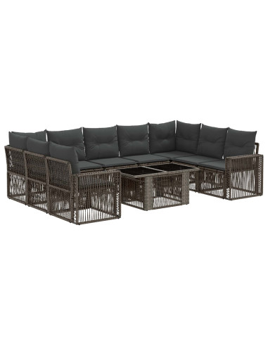 Set Divano da Giardino 10 pz Grigio e Grigio Scuro polyrattan