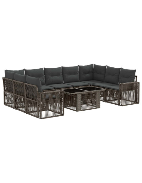 Set Divano da Giardino 10 pz Grigio e Grigio Scuro polyrattan