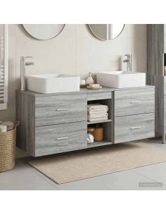 Set di Armadi da Bagno 3 pz Sonoma grigio 49,5 x 41 x 63 cm