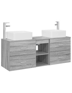 Set di Armadi da Bagno 3 pz Sonoma grigio 49,5 x 41 x 63 cm 2