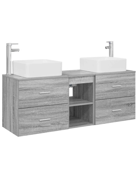 Set di Armadi da Bagno 3 pz Sonoma grigio 49,5 x 41 x 63 cm