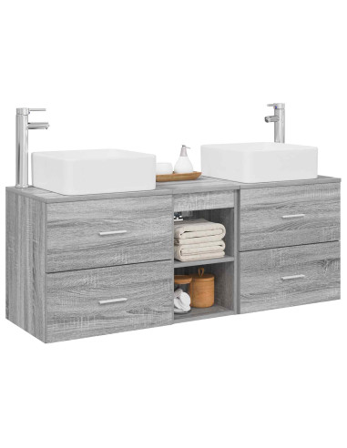Set di Armadi da Bagno 3 pz Sonoma grigio 49,5 x 41 x 63 cm