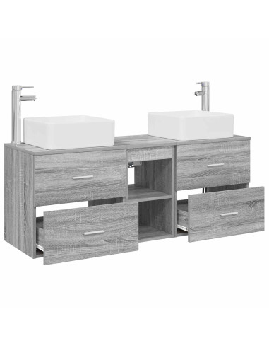 Set di Armadi da Bagno 3 pz Sonoma grigio 49,5 x 41 x 63 cm