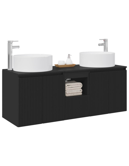Set di Armadi da Bagno 3 pz Nero 49,5 x 44,5 x 65,5 cm