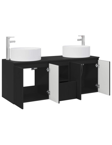 Set di Armadi da Bagno 3 pz Nero 49,5 x 44,5 x 65,5 cm