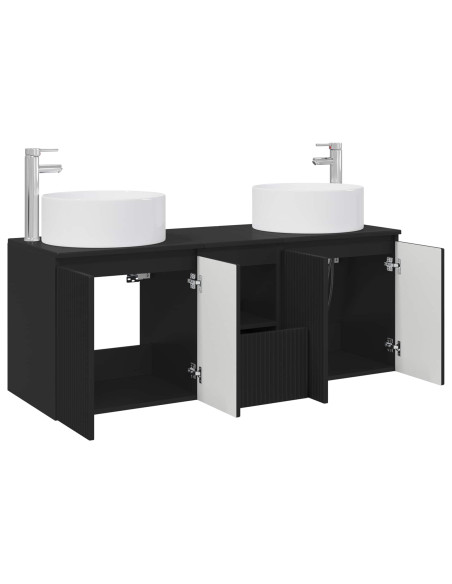 Set di Armadi da Bagno 3 pz Nero 49,5 x 44,5 x 65,5 cm