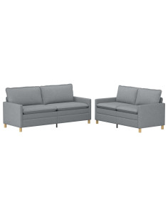 Set di divani 2 pz Grigio Chiaro Tessuto 2
