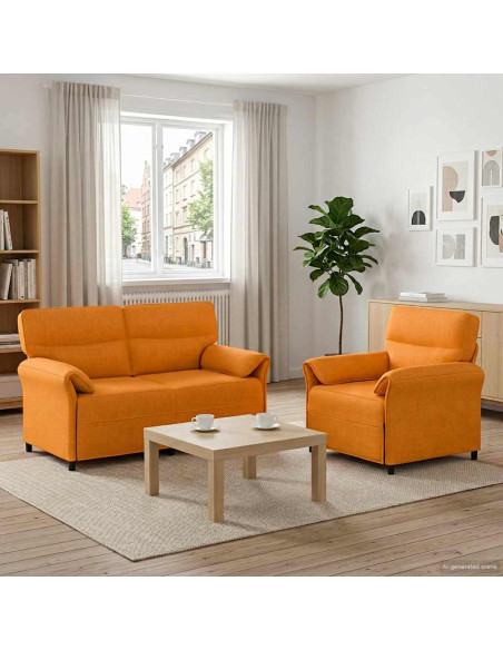 Set di divani 2 pz Giallo Scuro Tessuto