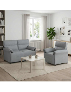 Set di divani 2 pz Grigio Chiaro Tessuto