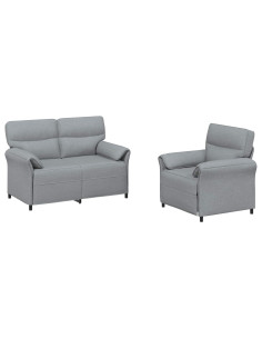 Set di divani 2 pz Grigio Chiaro Tessuto 2