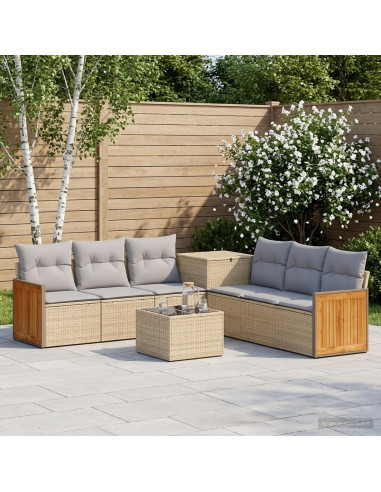 Set di divani 8 pz Beige e Grigio Chiaro