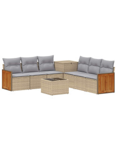 Set di divani 8 pz Beige e Grigio Chiaro 2
