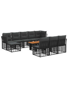 Set Divano da Giardino 11 pz Nero e Grigio scuro polyrattan 2