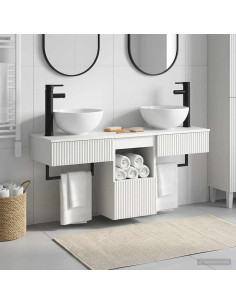 Set di mobili per il bagno 3 pz Bianco Legno ingegnerizzato