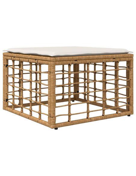 Set Divano da Giardino 7 pz Naturale e Bianco Crema polyrattan
