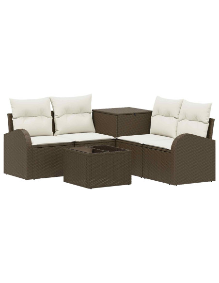 Set di divani 6 pz Marrone e Bianco Crema