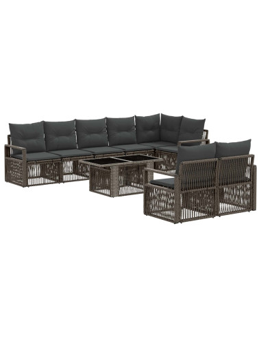 Set Divano da Giardino 9 pz Grigio e Grigio Scuro polyrattan