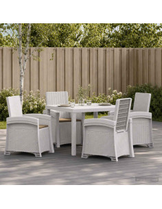 Set da Pranzo per Giardino 5 pz Bianco e Tortora PP