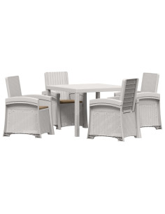 Set da Pranzo per Giardino 5 pz Bianco e Tortora PP 2