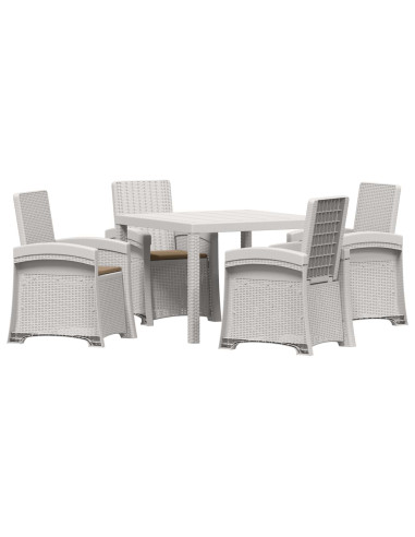 Set da Pranzo per Giardino 5 pz Bianco e Tortora PP