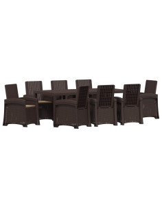Set da Pranzo per Giardino 9 pz Marrone e Tortora PP 2
