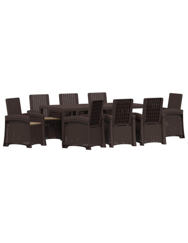 Set da Pranzo per Giardino 9 pz Marrone e Tortora PP