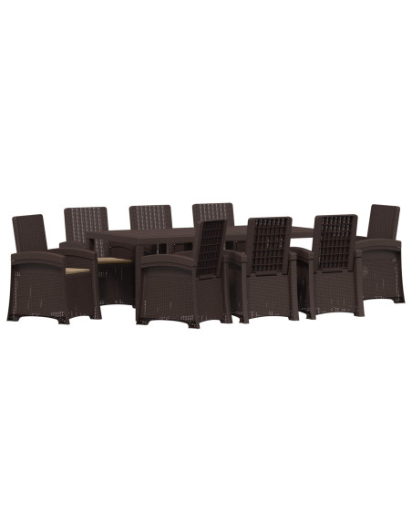 Set da Pranzo per Giardino 9 pz Marrone e Tortora PP