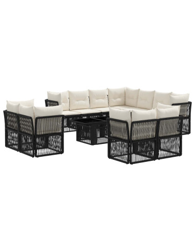 Set Divano da Giardino 12 pz Nero polyrattan