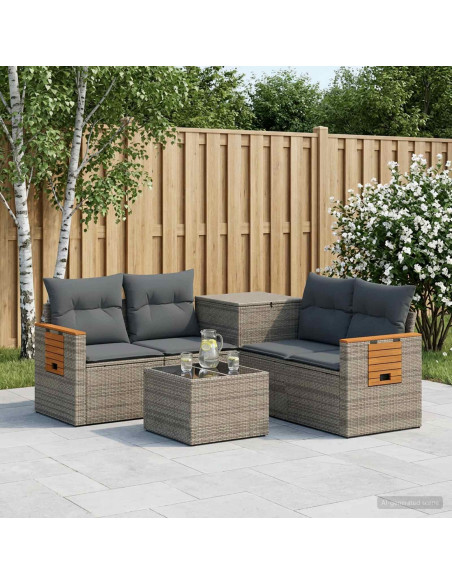 Set di divani 6 pz Grigio e Grigio Scuro