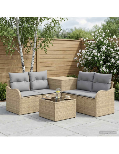 Set di divani 6 pz Beige e Grigio Chiaro