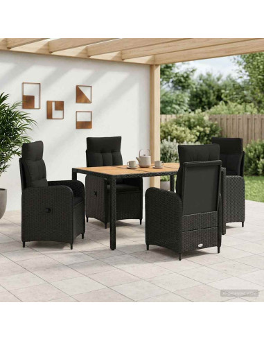 Set da pranzo per esterni 5 pz Nero
