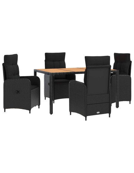 Set da pranzo per esterni 5 pz Nero
