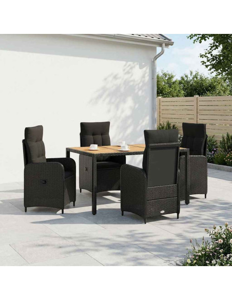 Set da pranzo per esterni 5 pz Nero