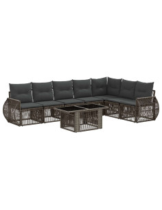 Set Divano da Giardino 8 pz Grigio e Grigio Scuro polyrattan 2