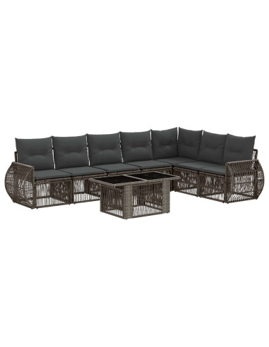 Set Divano da Giardino 8 pz Grigio e Grigio Scuro polyrattan
