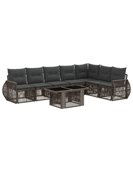 Set Divano da Giardino 8 pz Grigio e Grigio Scuro polyrattan