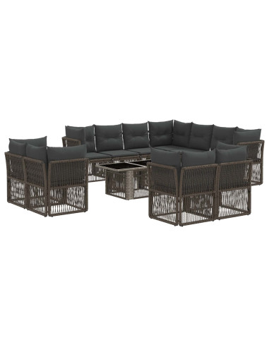 Set Divano da Giardino 12 pz Grigio polyrattan