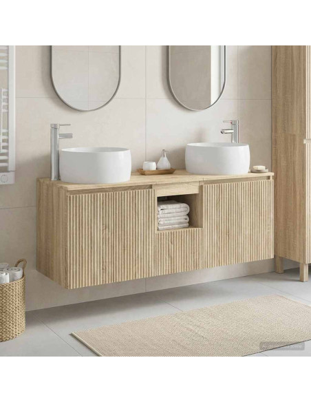 Set di Armadi da Bagno 3 pz Rovere Sonoma 49,5 x 44,5 x 66 cm