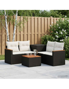 Set di divani 6 pz Nero e Bianco Crema