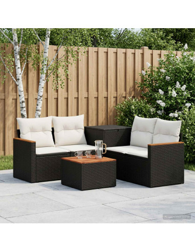 Set di divani 6 pz Nero e Bianco Crema