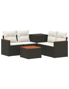Set di divani 6 pz Nero e Bianco Crema 2