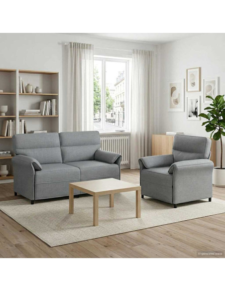 Set di divani 2 pz Grigio Chiaro Tessuto