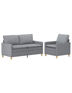 Set di divani 2 pz Grigio Chiaro Tessuto 2